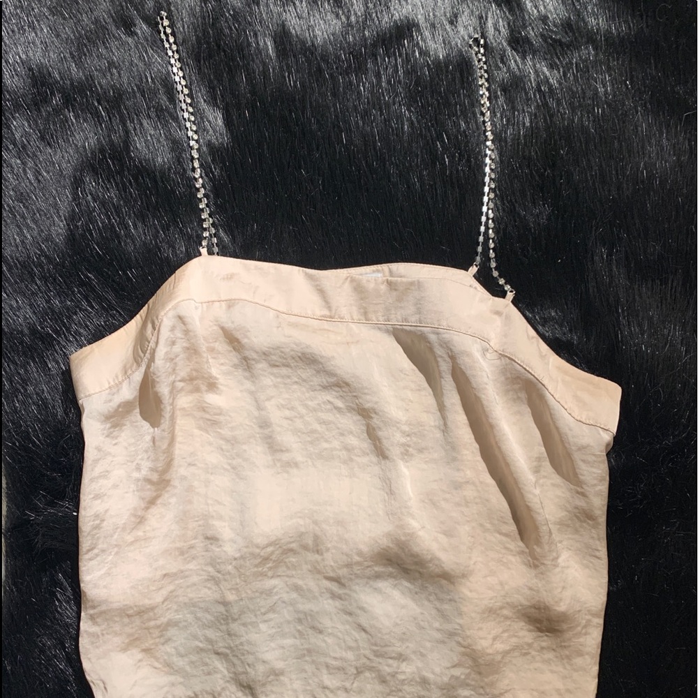 UO satin tank with rhinestone straps